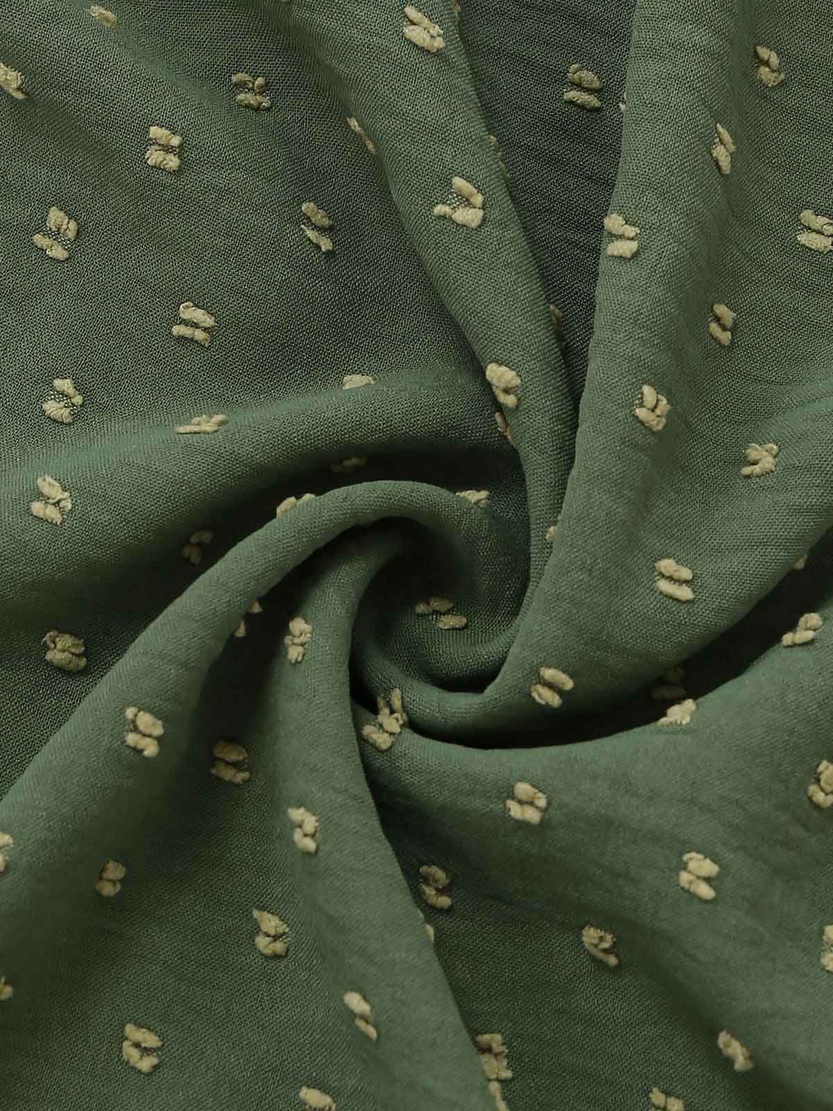 1940s Square Neck Embroidery Jacquard Smocked Dress - Image 10