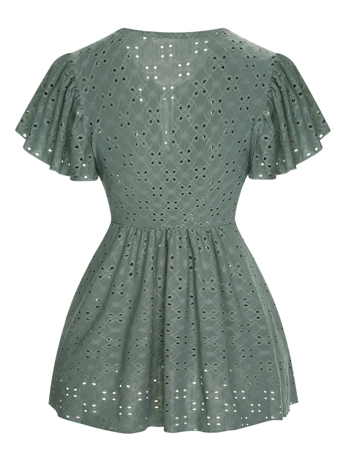1940s Tie Front Eyelet Embroidered Blouse - Image 8