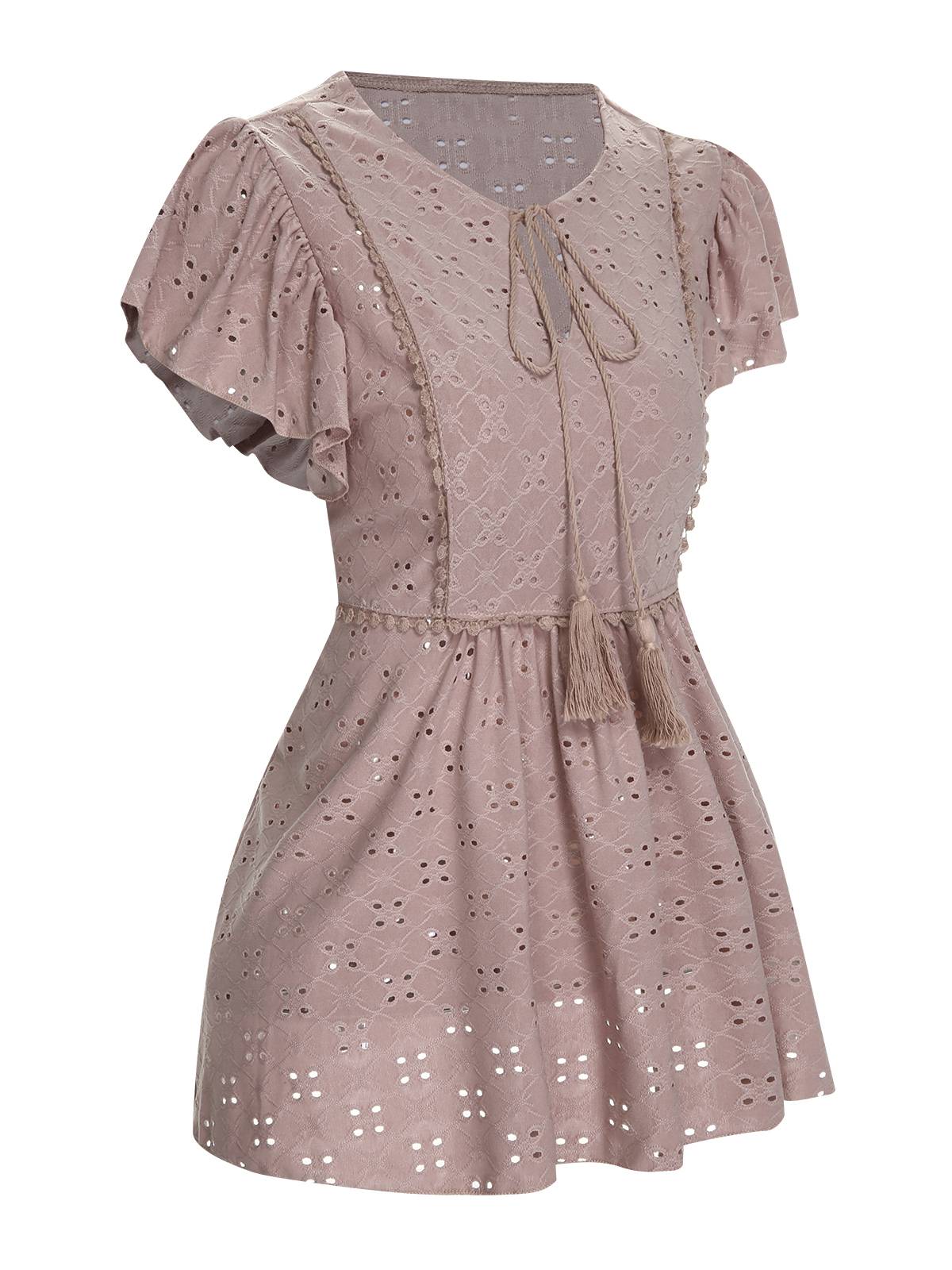 1940s Tie Front Eyelet Embroidered Blouse - Image 14