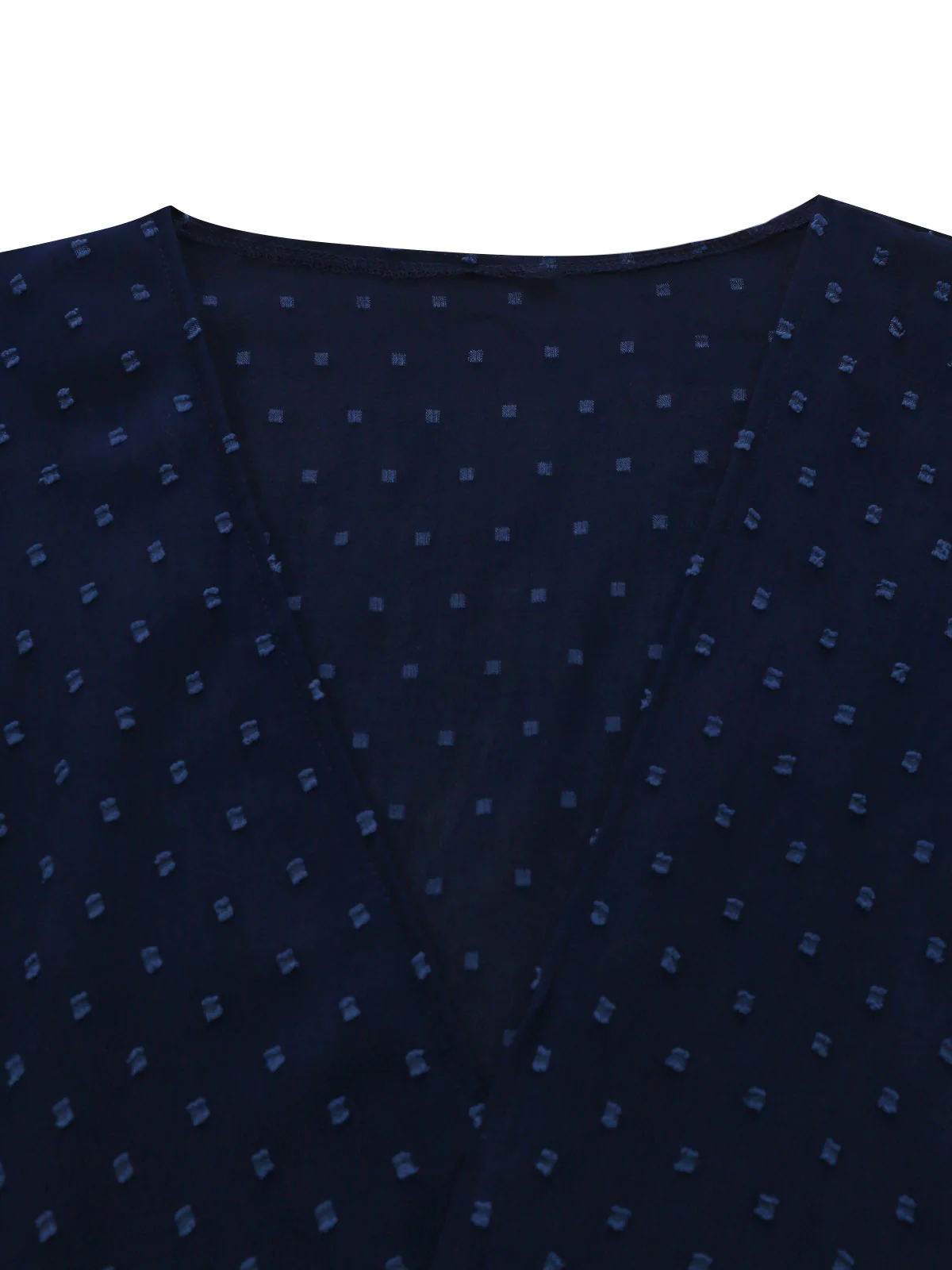 1940s V-Neck Textured Ruffle Hem Wrap Dress - Image 3