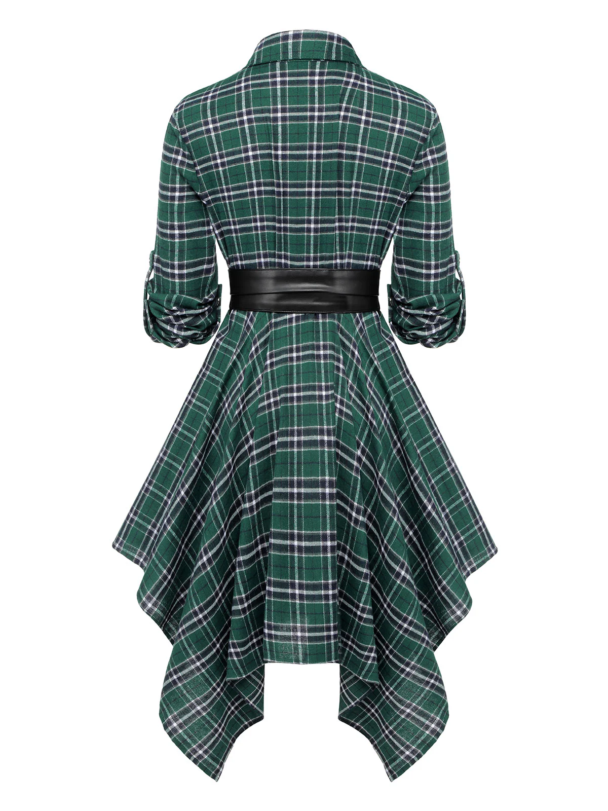 1950s 3/4 Sleeve Plaid Belt Dress - Image 17