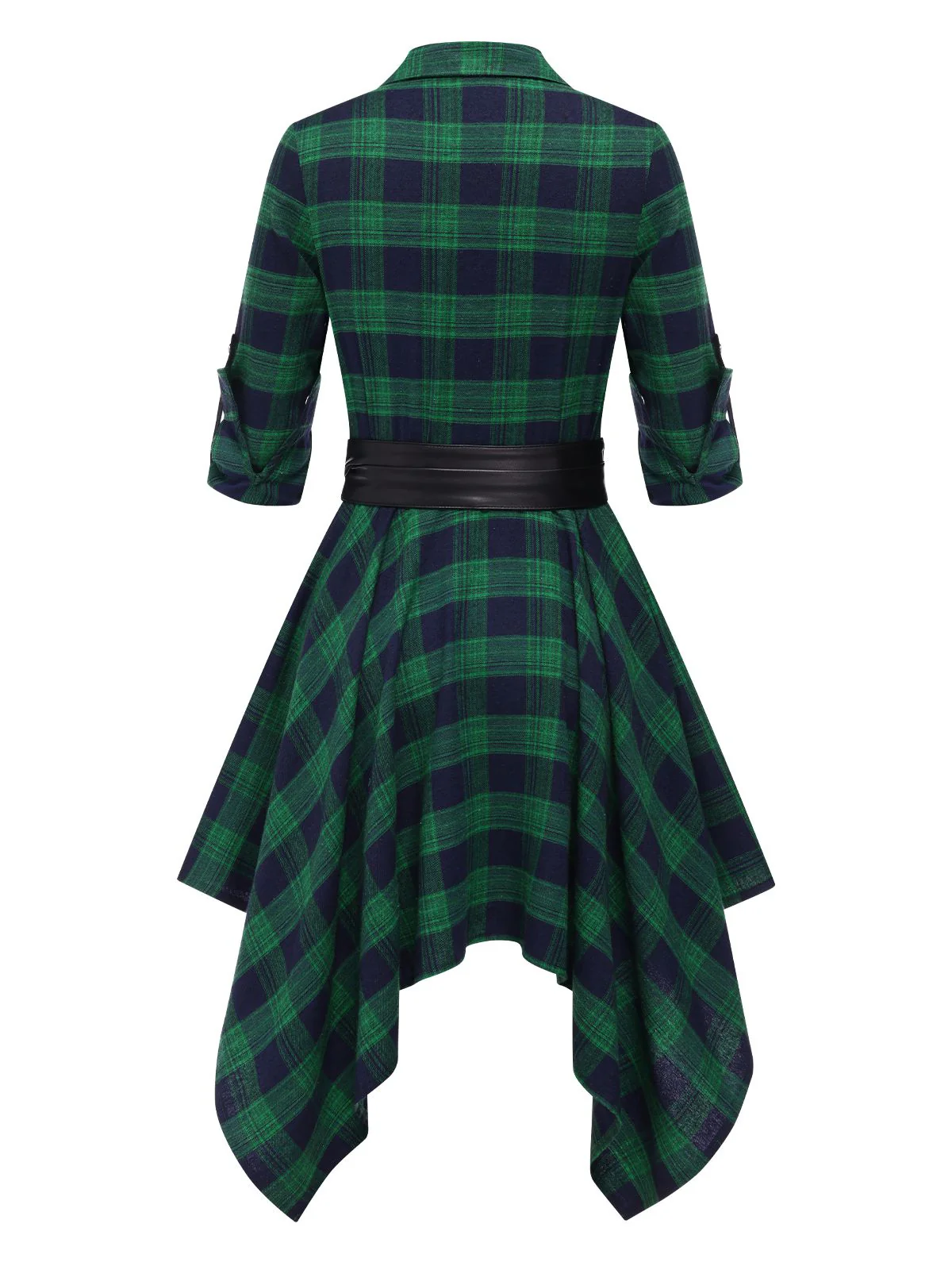 1950s 3/4 Sleeve Plaid Belt Dress - Image 20