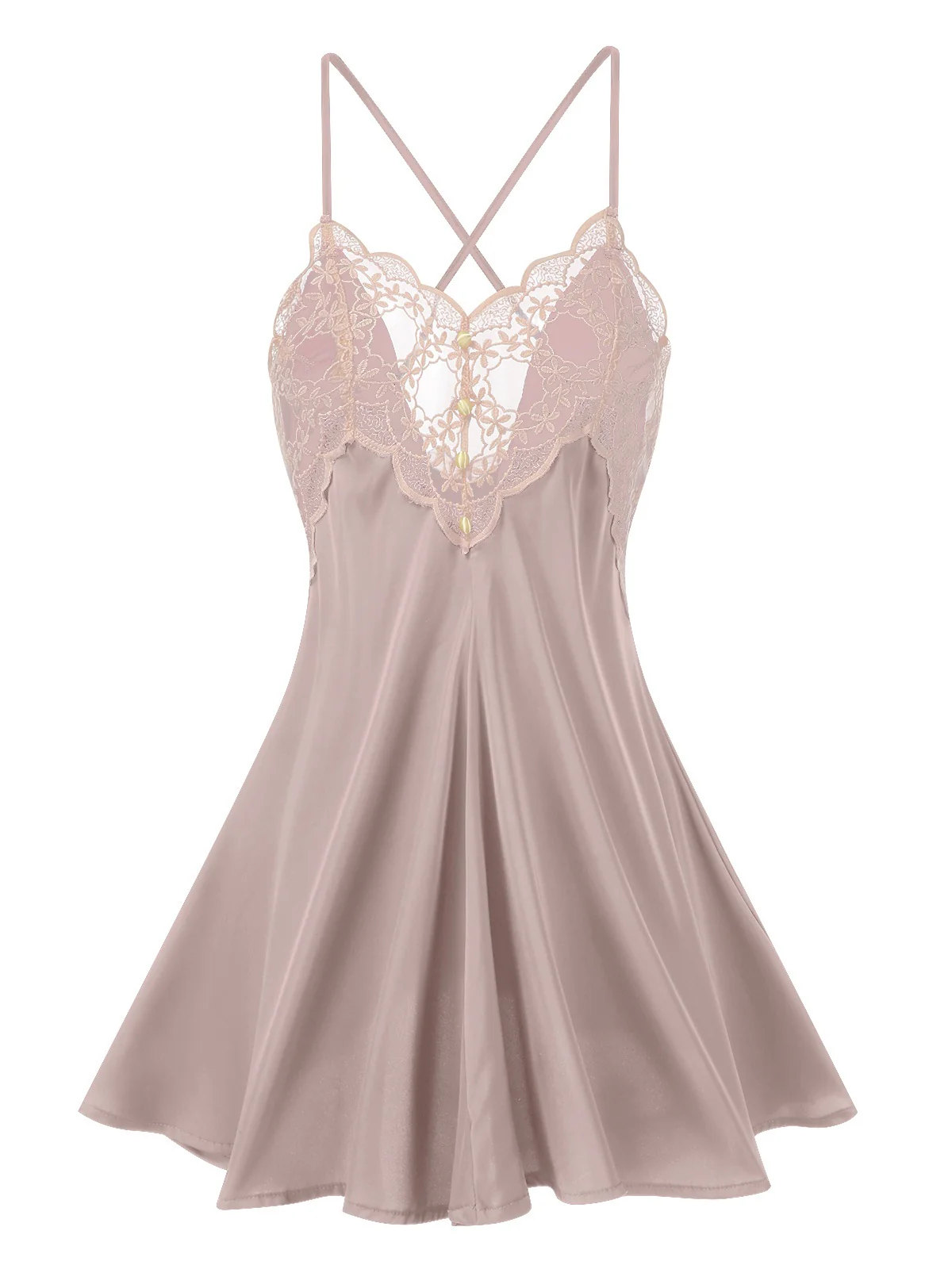 1950s Back Straps Lace Satin Nightdress - Image 6