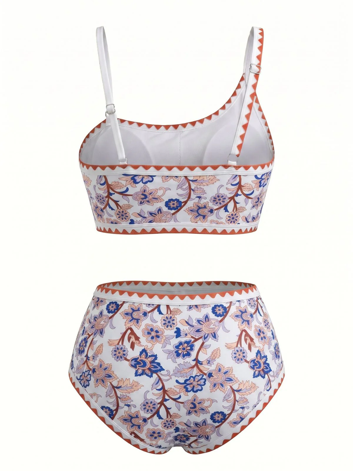 1950s Botanical Floral One Shoulder High Waist Bikini Set - Image 5