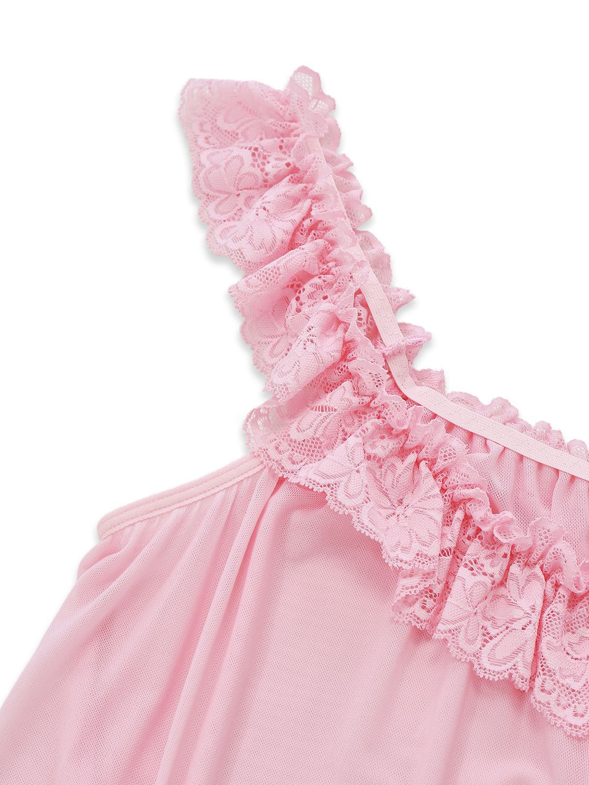 1950s Bow Lace Trim Sheer Mesh Babydoll Nightgown - Image 7