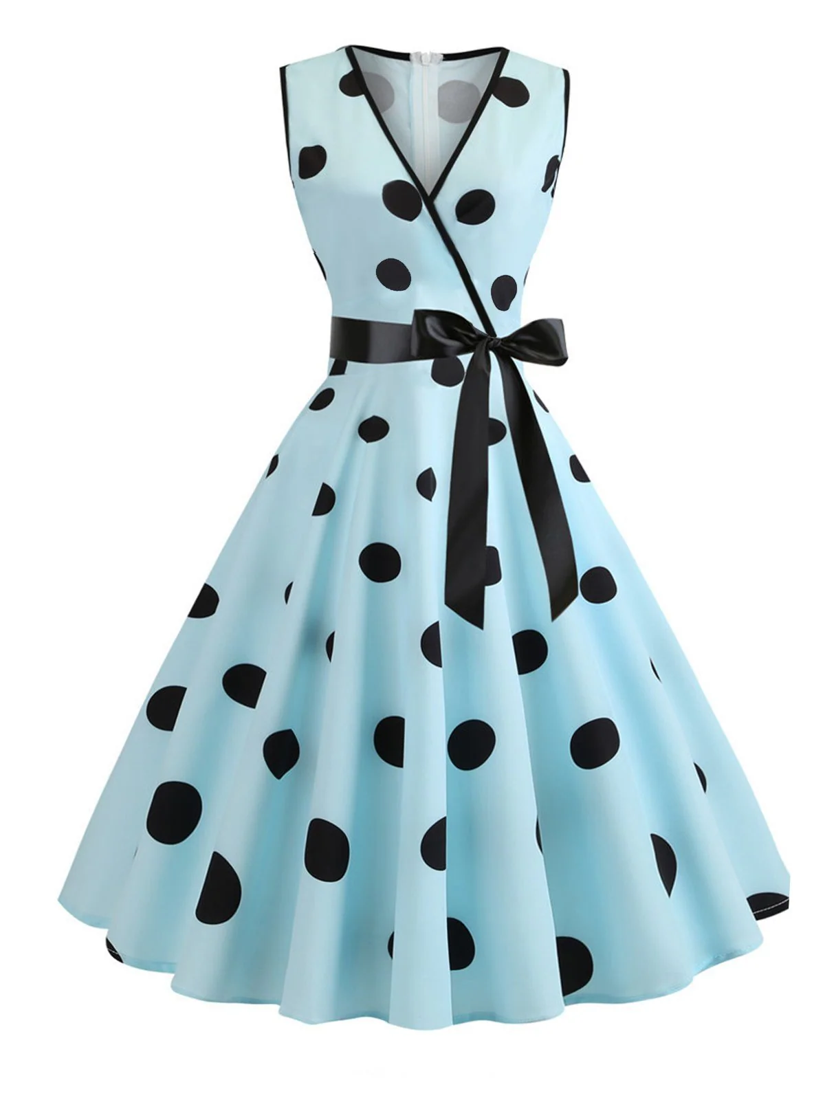 1950s Bow Polka Dot Swing Dress - Image 2