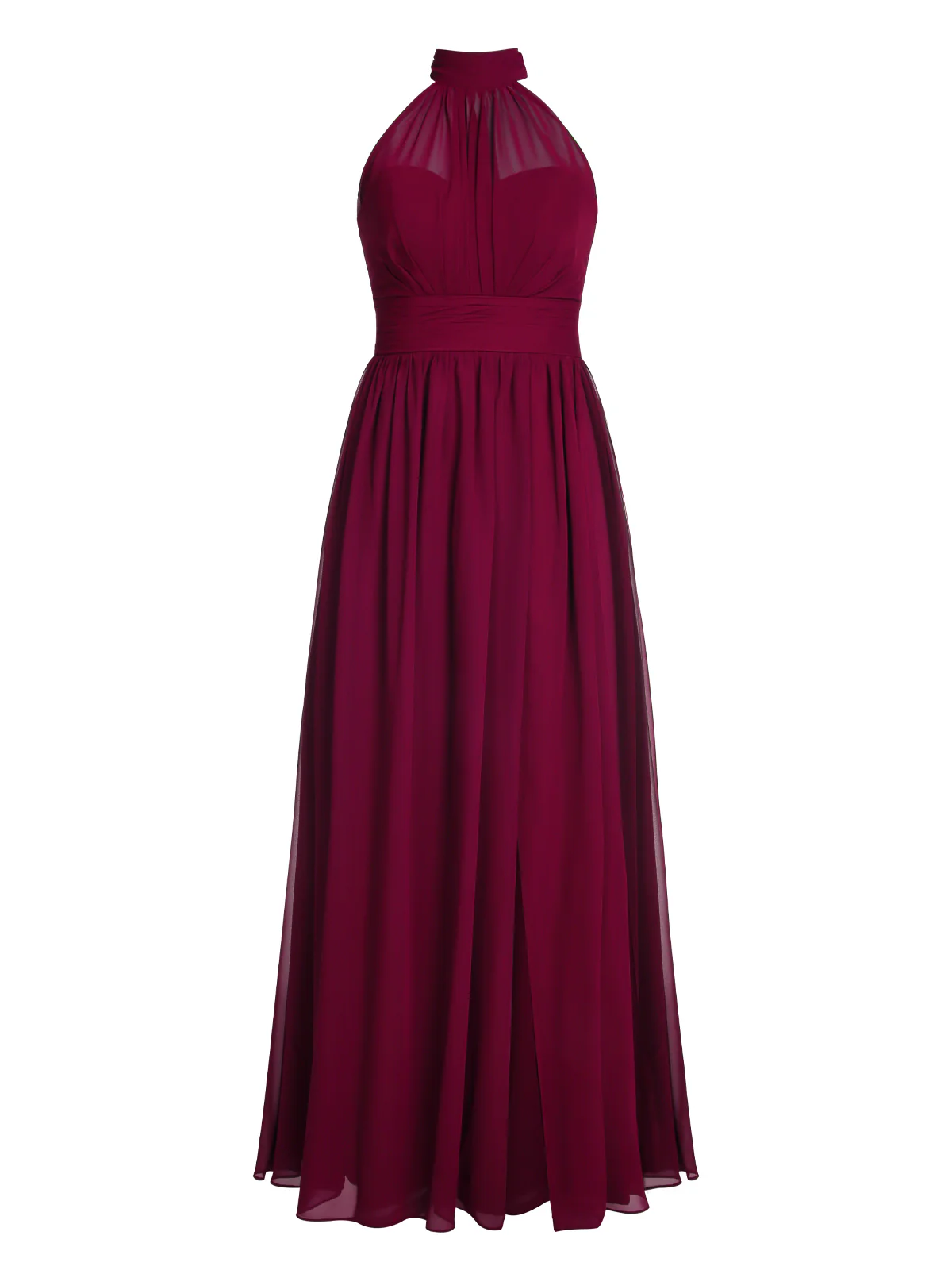 1950s Chiffon Sleeveless Solid Vintage Dress