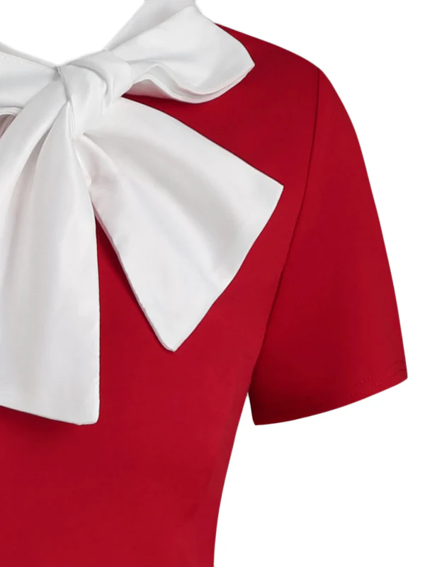 1950s Bowknot Collar Swing Dress - Image 7