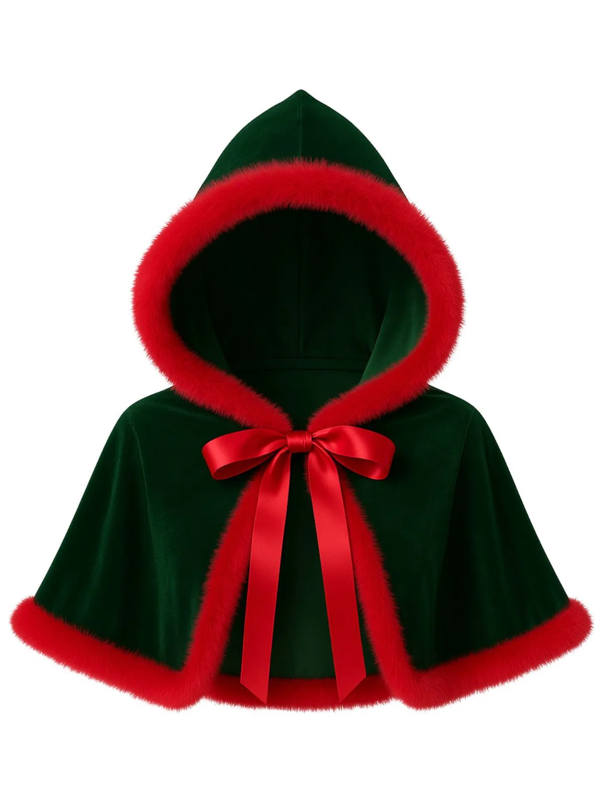 1950s Christmas Velvet Hooded Mini Cape