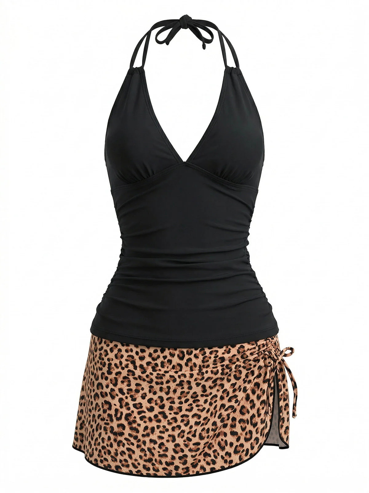 1950s Deep V-Neck Halter Tankini Set & Cover-Up - Image 3