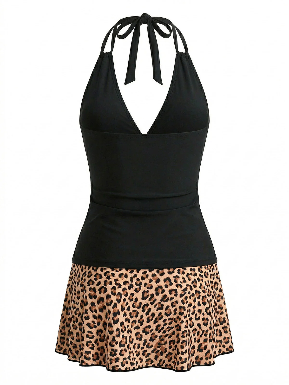 1950s Deep V-Neck Halter Tankini Set & Cover-Up - Image 4