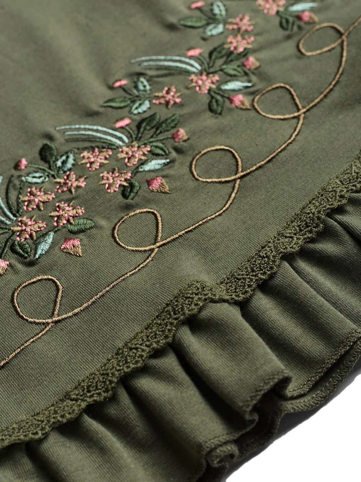 1950s Floral Embroidered Lace Trim Cami Top - Image 6