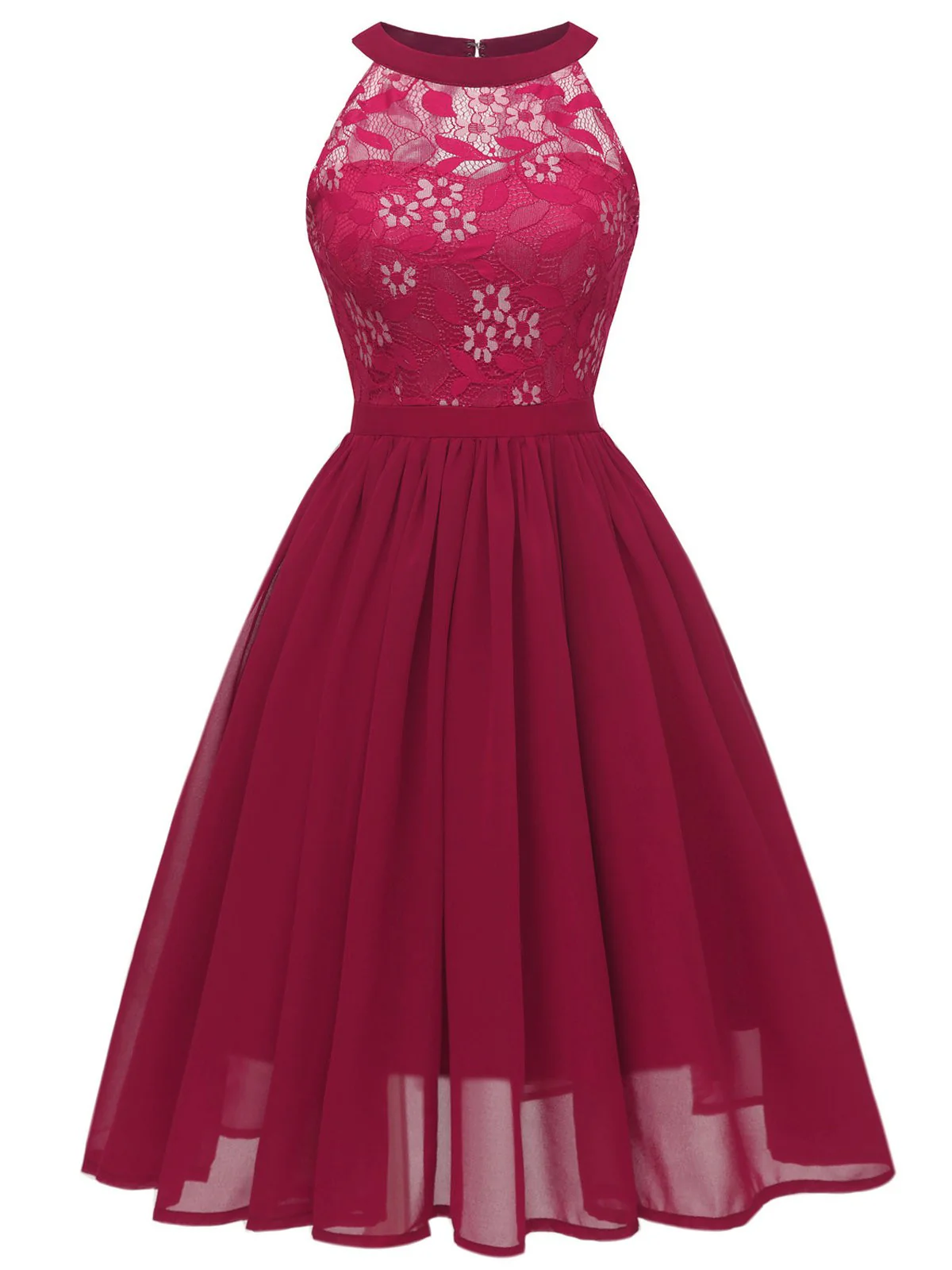 1950s Floral Lace Swing Dress - Image 6