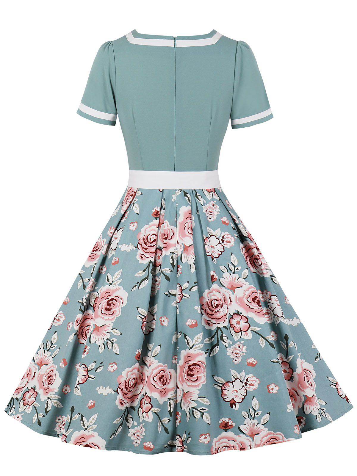 1950s Floral Patchwork Swing Dress - Image 3