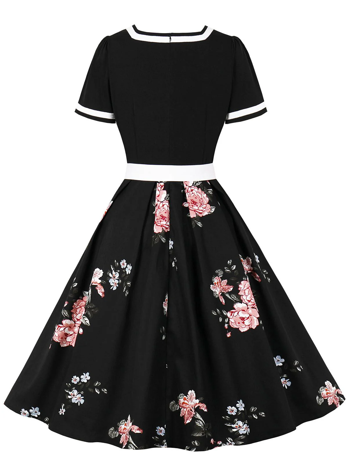 1950s Floral Patchwork Swing Dress - Image 7