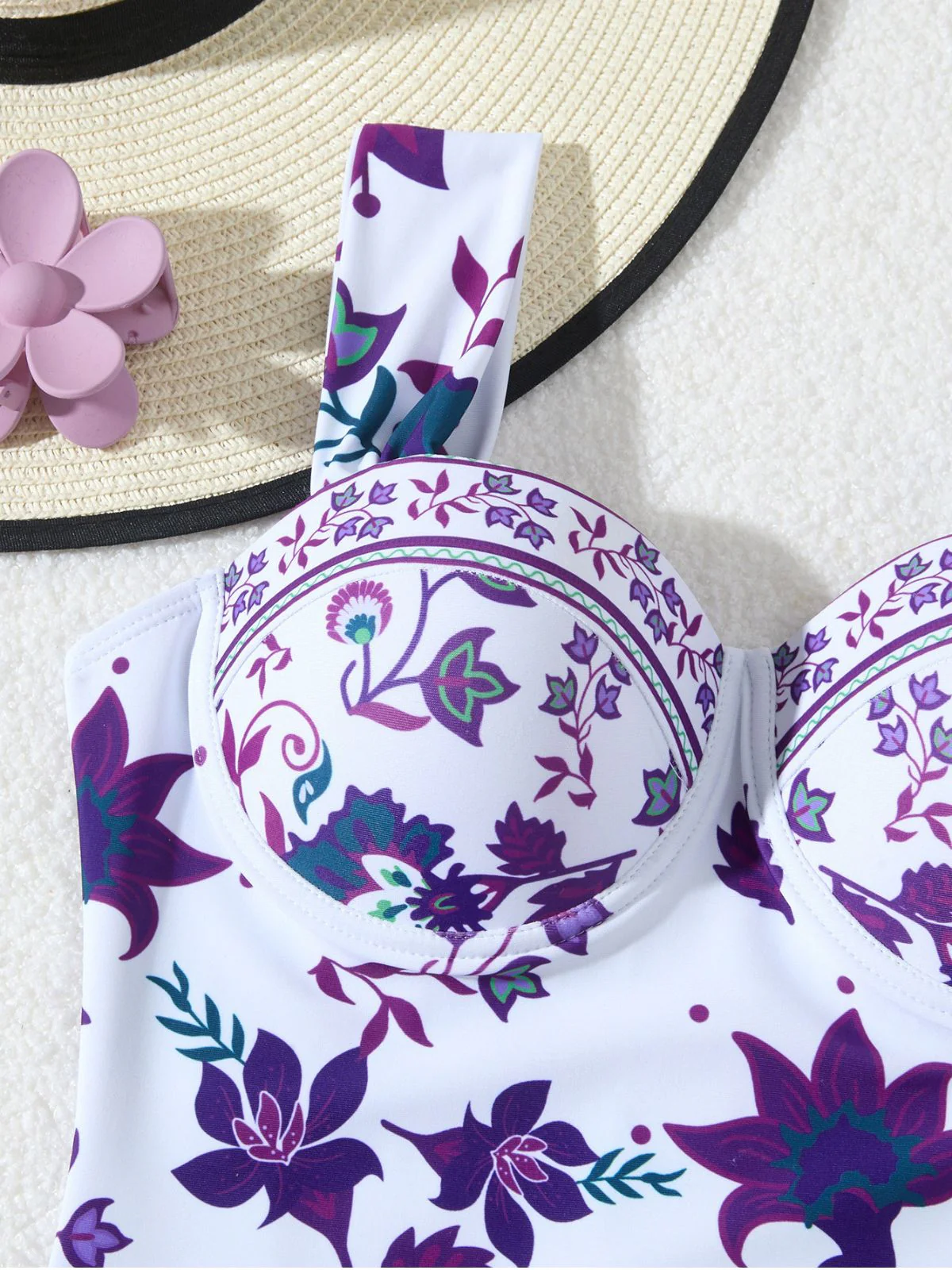 1950s Floral Wide Strap One Piece Swimsuit & Cover-Up - Image 15