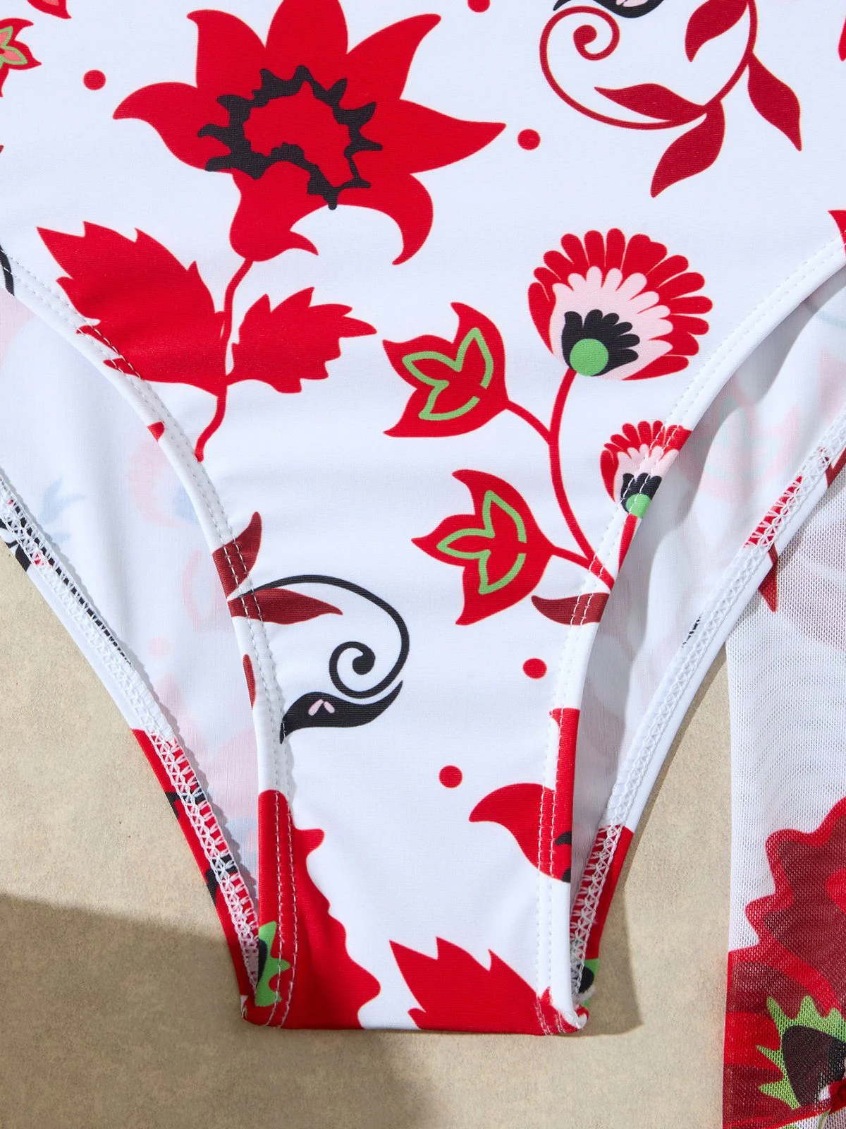 1950s Floral Wide Strap One Piece Swimsuit & Cover-Up - Image 26