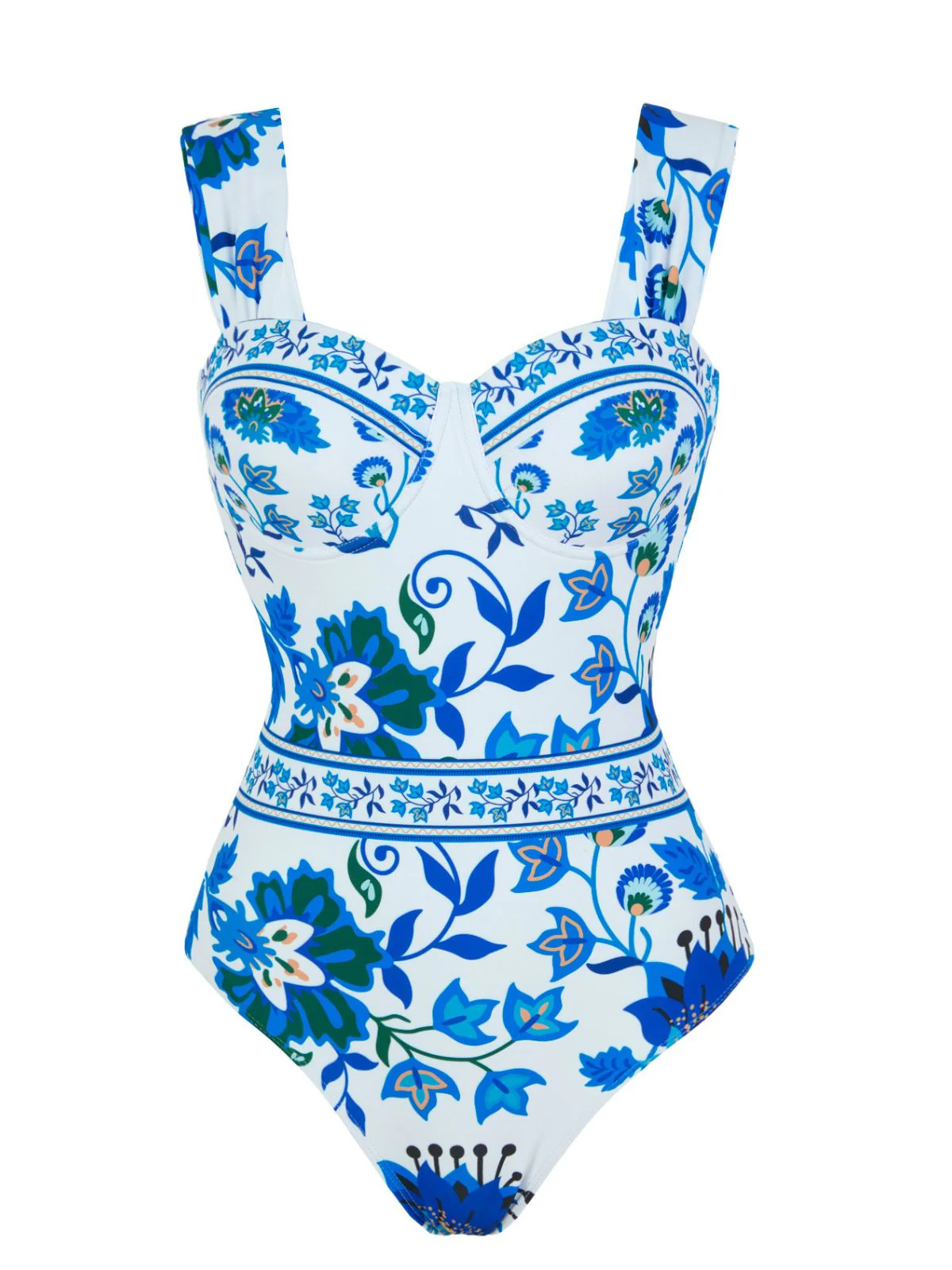 1950s Floral Wide Strap One Piece Swimsuit & Cover-Up - Image 3