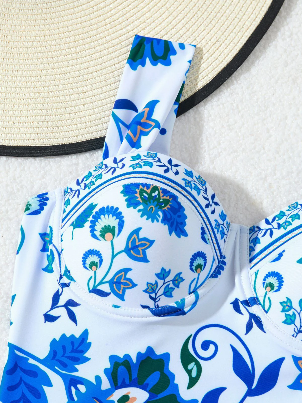 1950s Floral Wide Strap One Piece Swimsuit & Cover-Up - Image 6