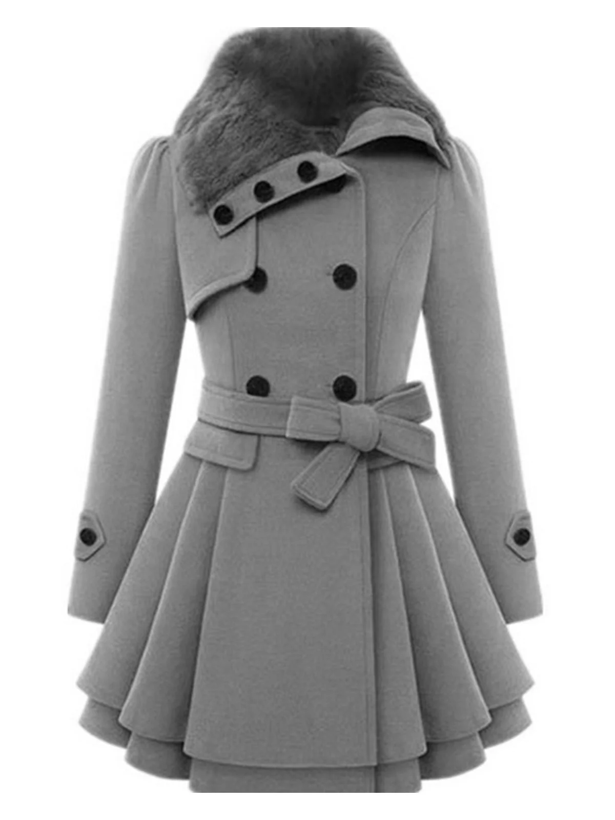 1950s Fur Collar Waisted Winter Coat - Image 6