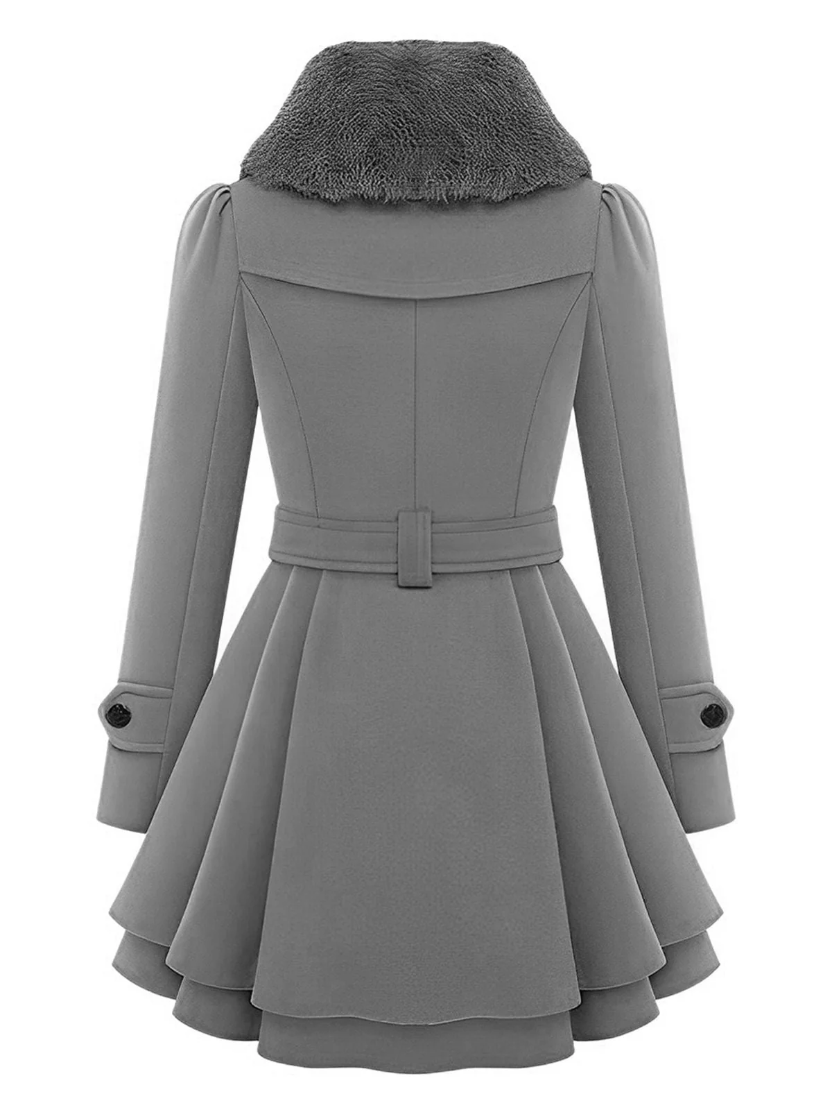 1950s Fur Collar Waisted Winter Coat - Image 7
