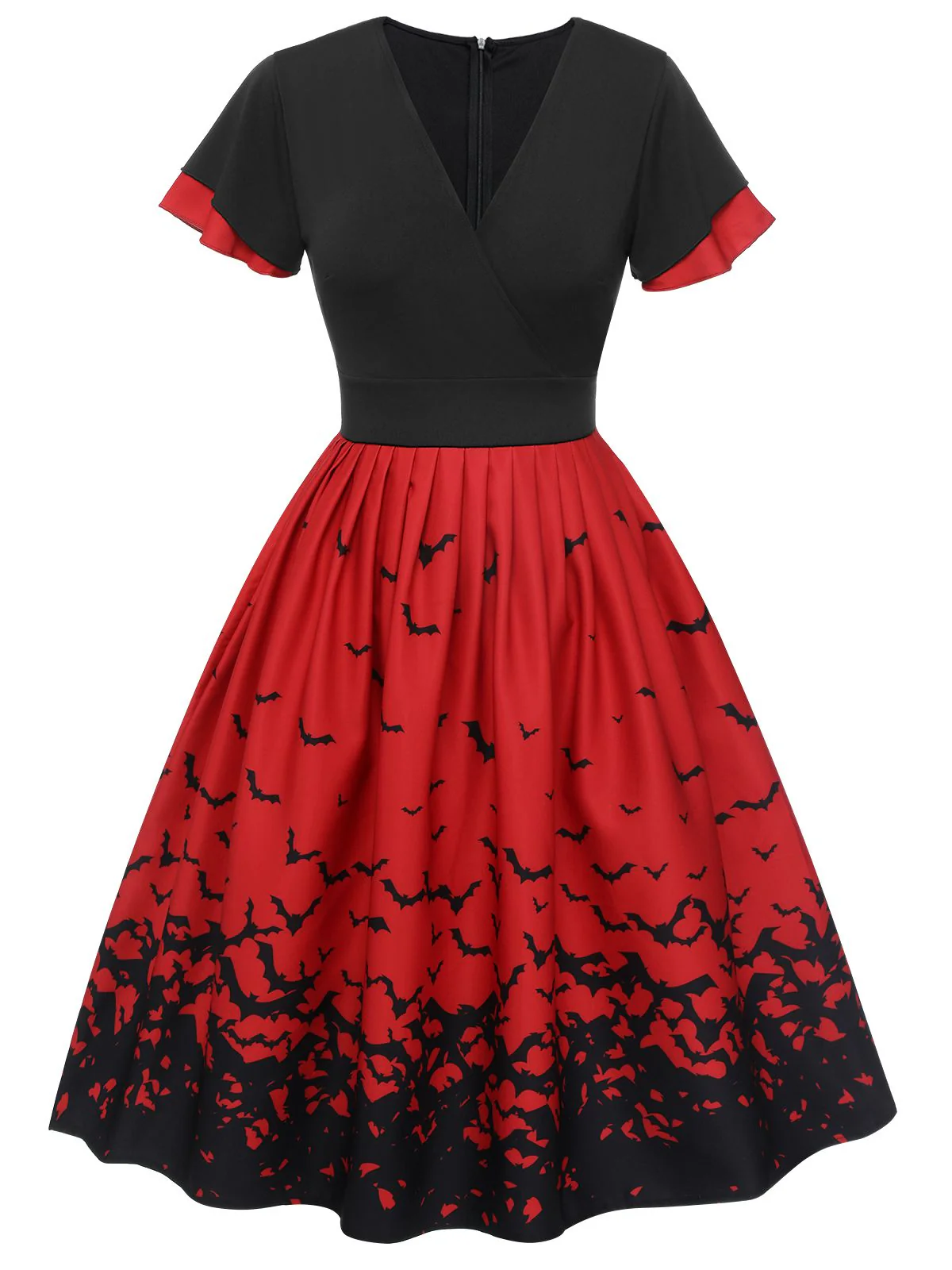 1950s Halloween Flounce Sleeve Swing Dress - Image 2