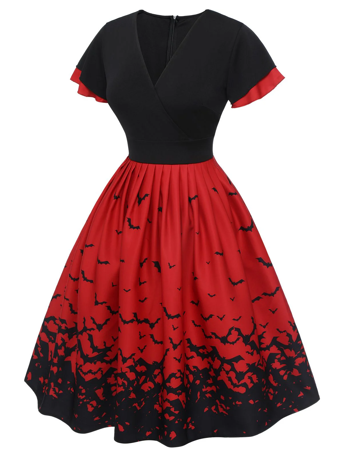 1950s Halloween Flounce Sleeve Swing Dress - Image 3
