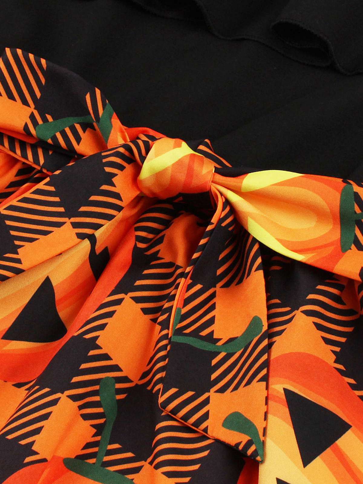 1950s Halloween Patchwork Belt Swing Dress - Image 5