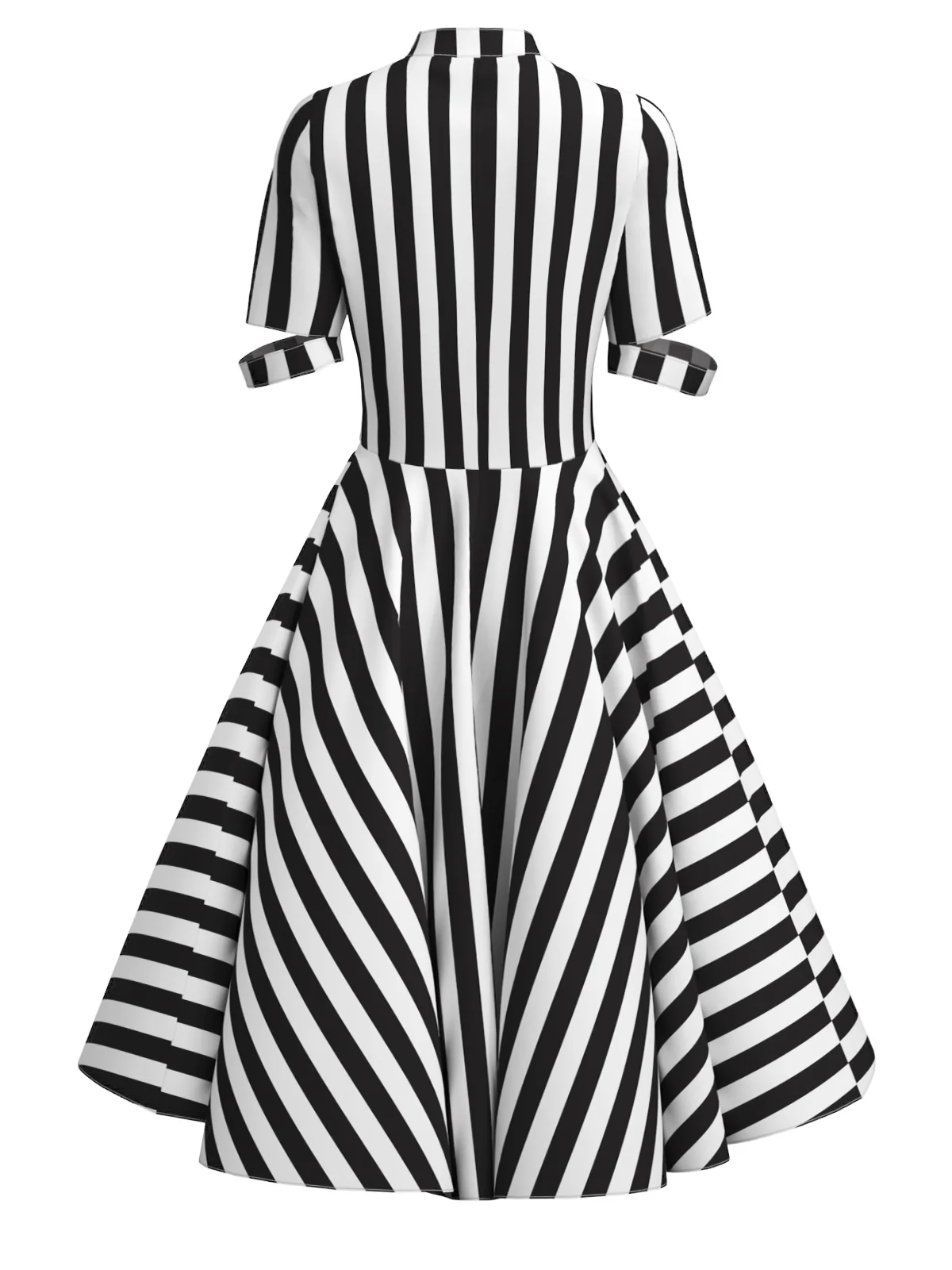 1950s Halloween Striped Hollow Collar Dress - Image 2