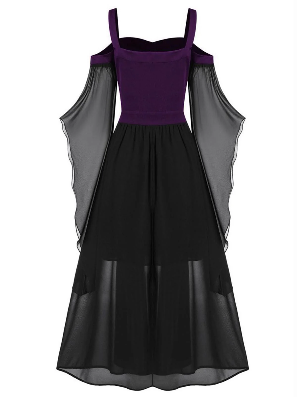 1950s Halloween Witch Transparent Sleeves Strap Dress - Image 9