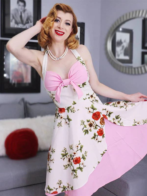1950s Halter Floral Swing Dress - Image 2