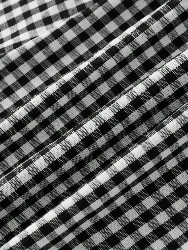 1950s Halter Gingham Plaids Bow Romper - Image 3