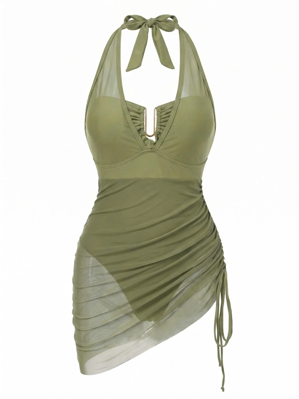 1950s Halter Mesh One-Piece Swimsuit - Image 2