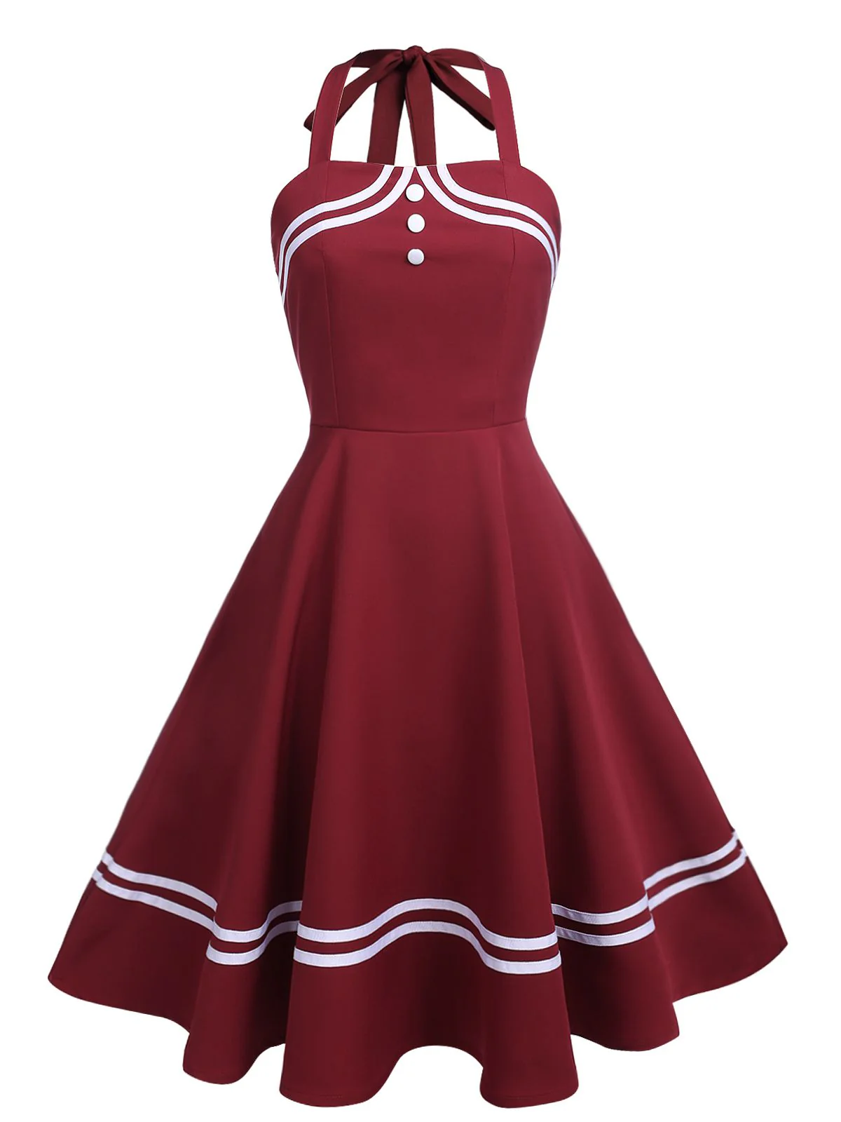 1950s Halter Navy Swing Dress - Image 6