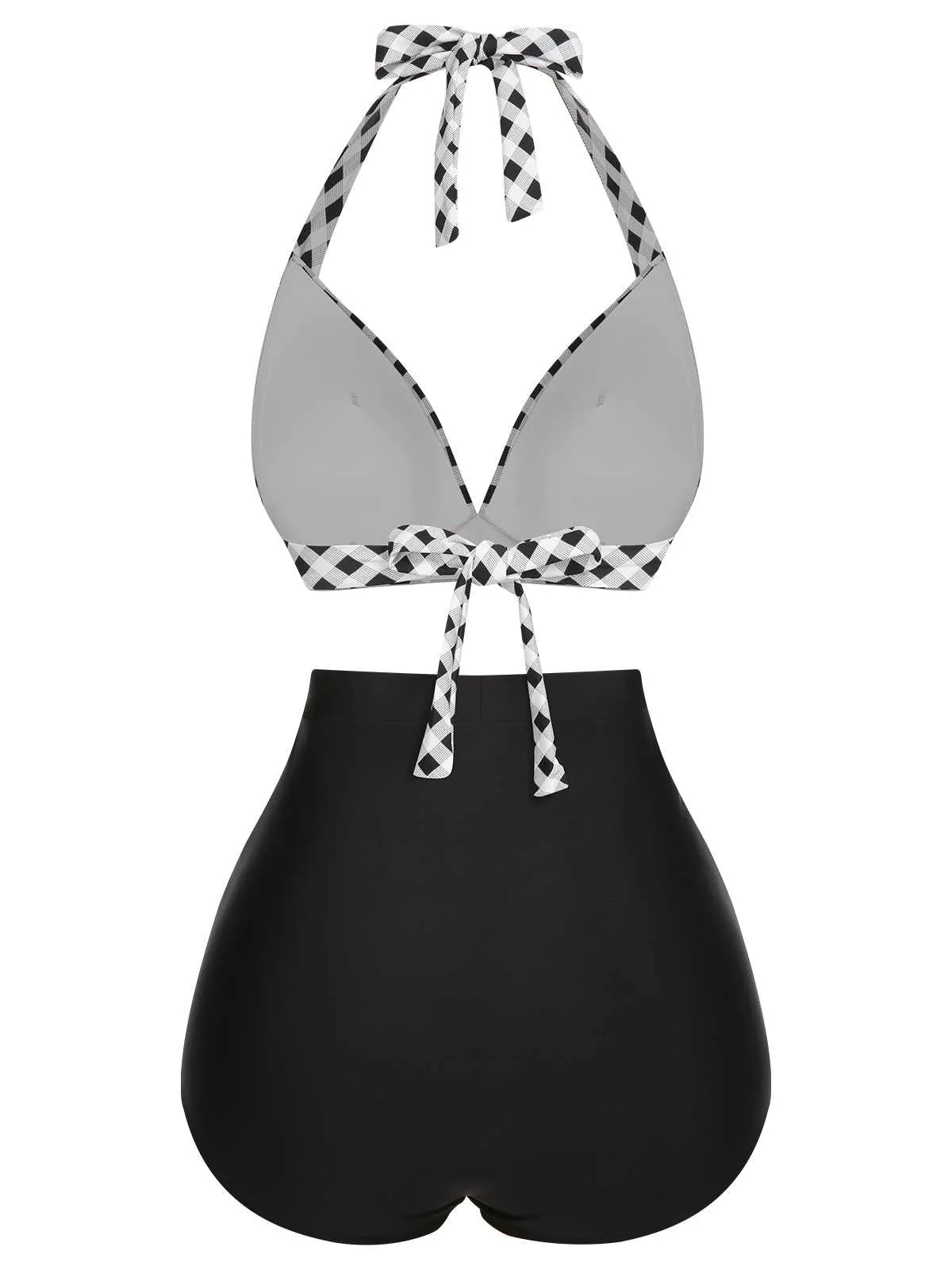 1950s Halter Plaids Lace-Up Swimsuit - Image 10