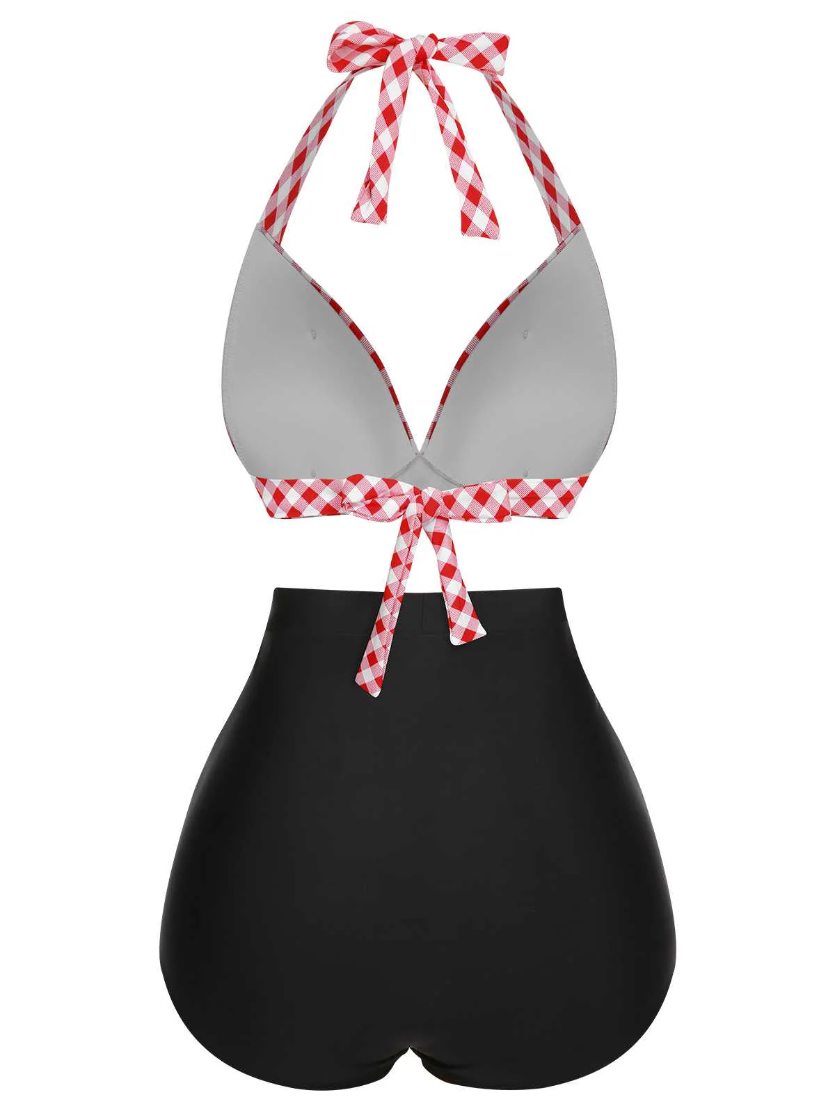 1950s Halter Plaids Lace-Up Swimsuit - Image 5