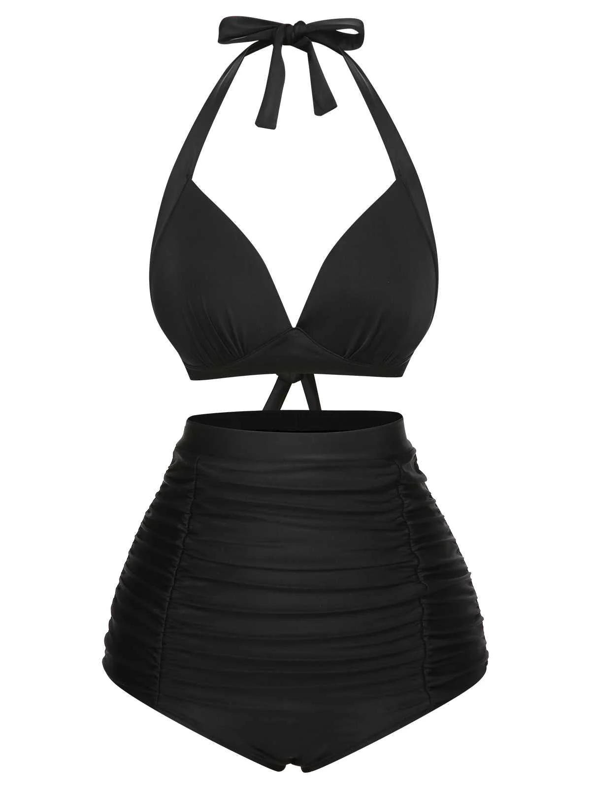 1950s Halter Plaids Lace-Up Swimsuit - Image 9