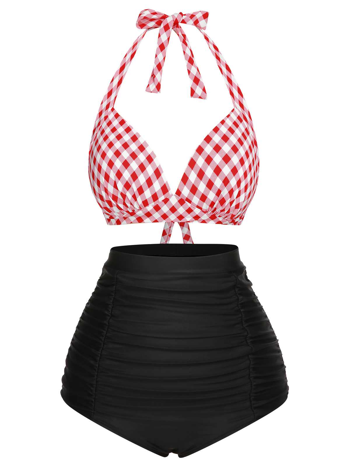 1950s Halter Plaids Lace-Up Swimsuit - Image 15