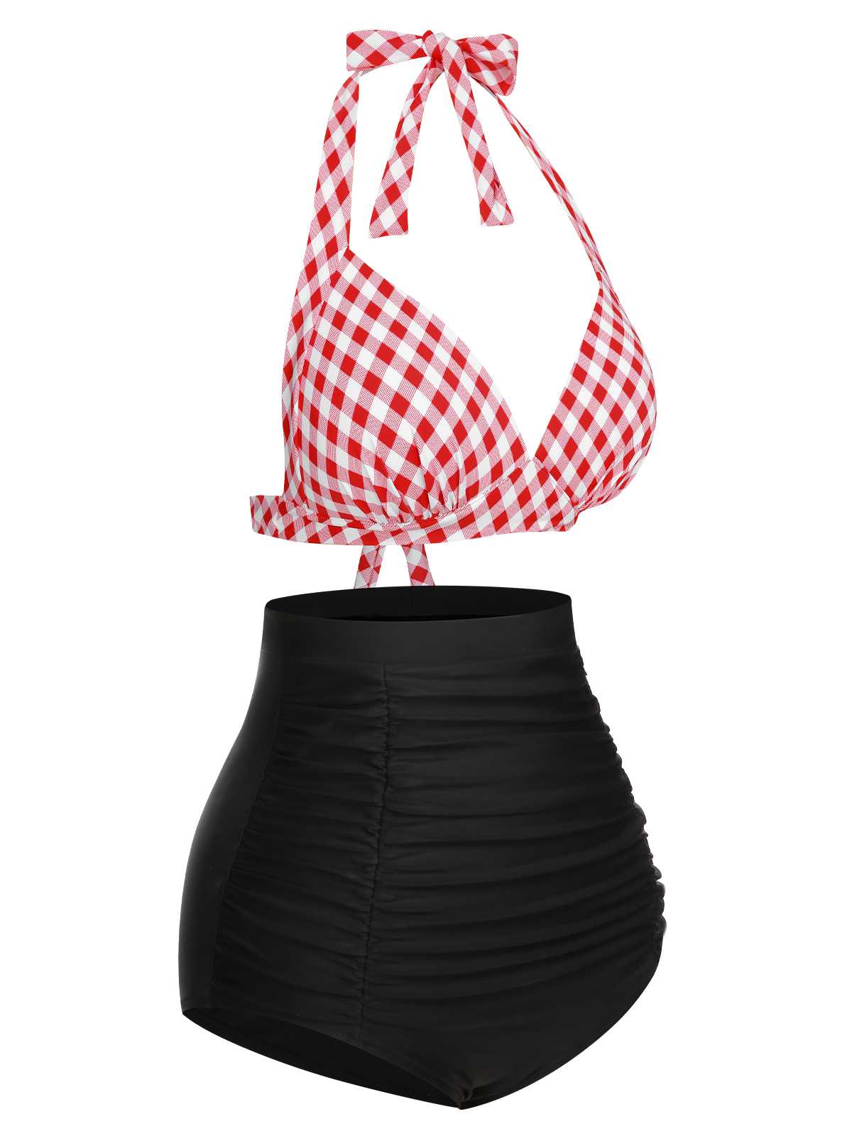 1950s Halter Plaids Lace-Up Swimsuit - Image 16