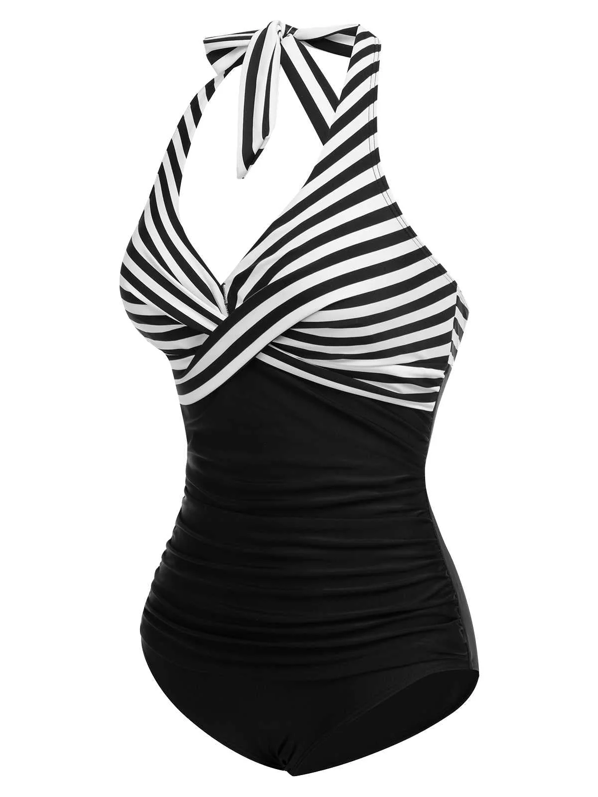 1950s Halter Stripes One-Piece Swimsuit - Image 10