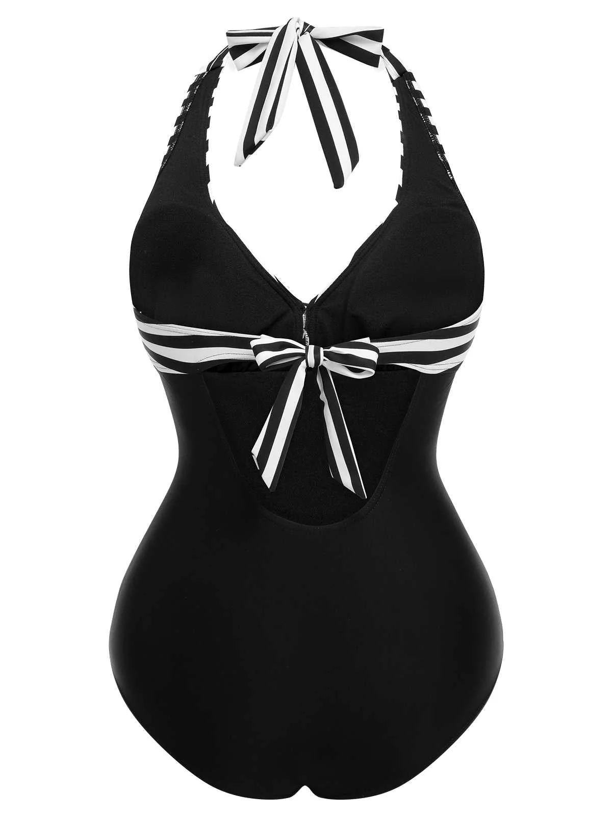 1950s Halter Stripes One-Piece Swimsuit - Image 11