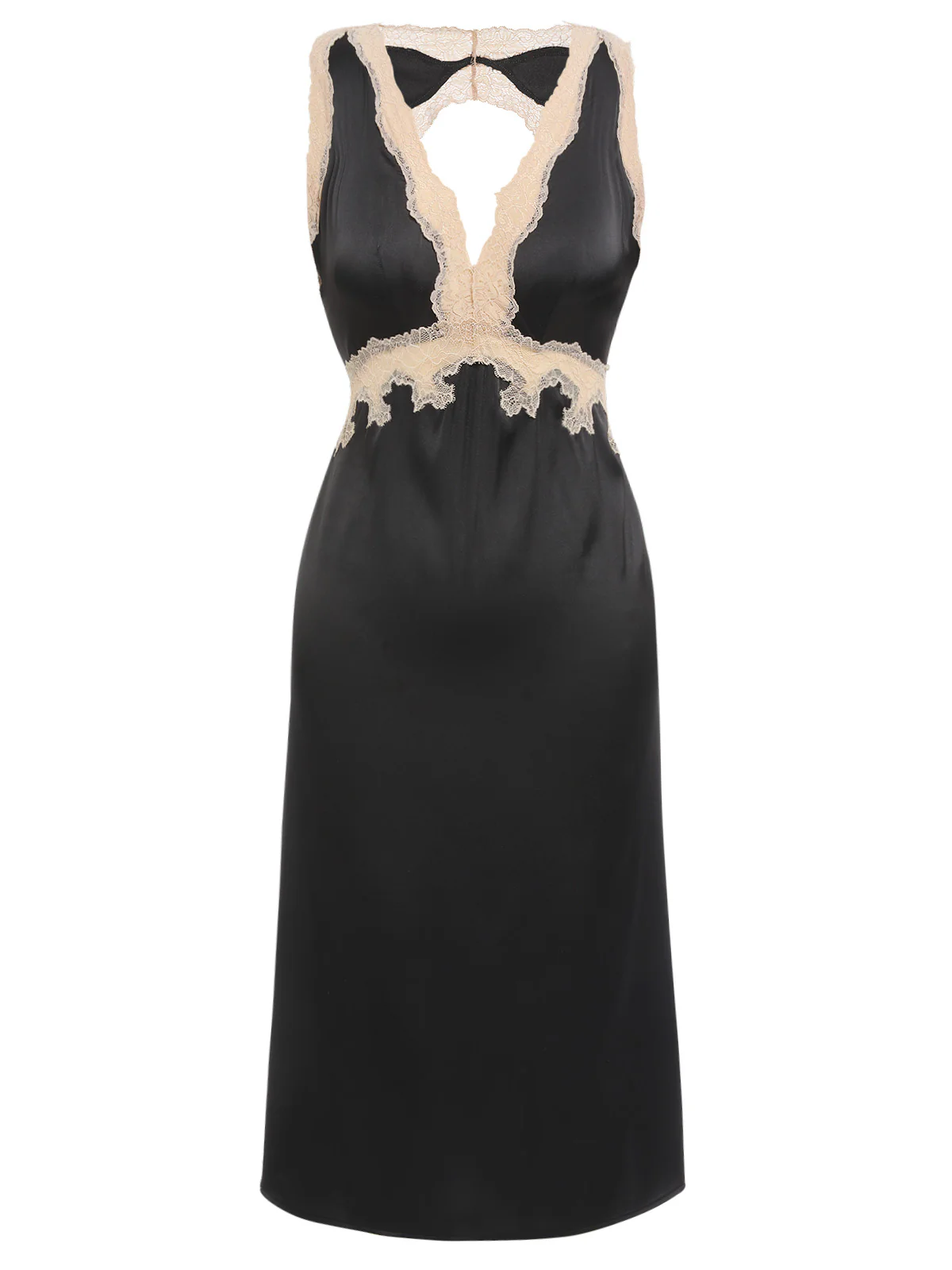 1950s Lace Backless V-Neck Satin Sleepwear - Image 9