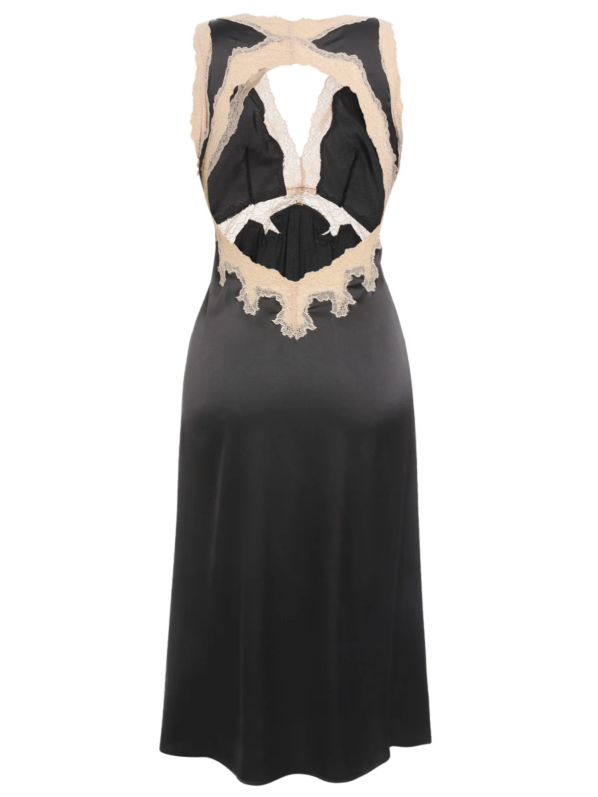 1950s Lace Backless V-Neck Satin Sleepwear - Image 4