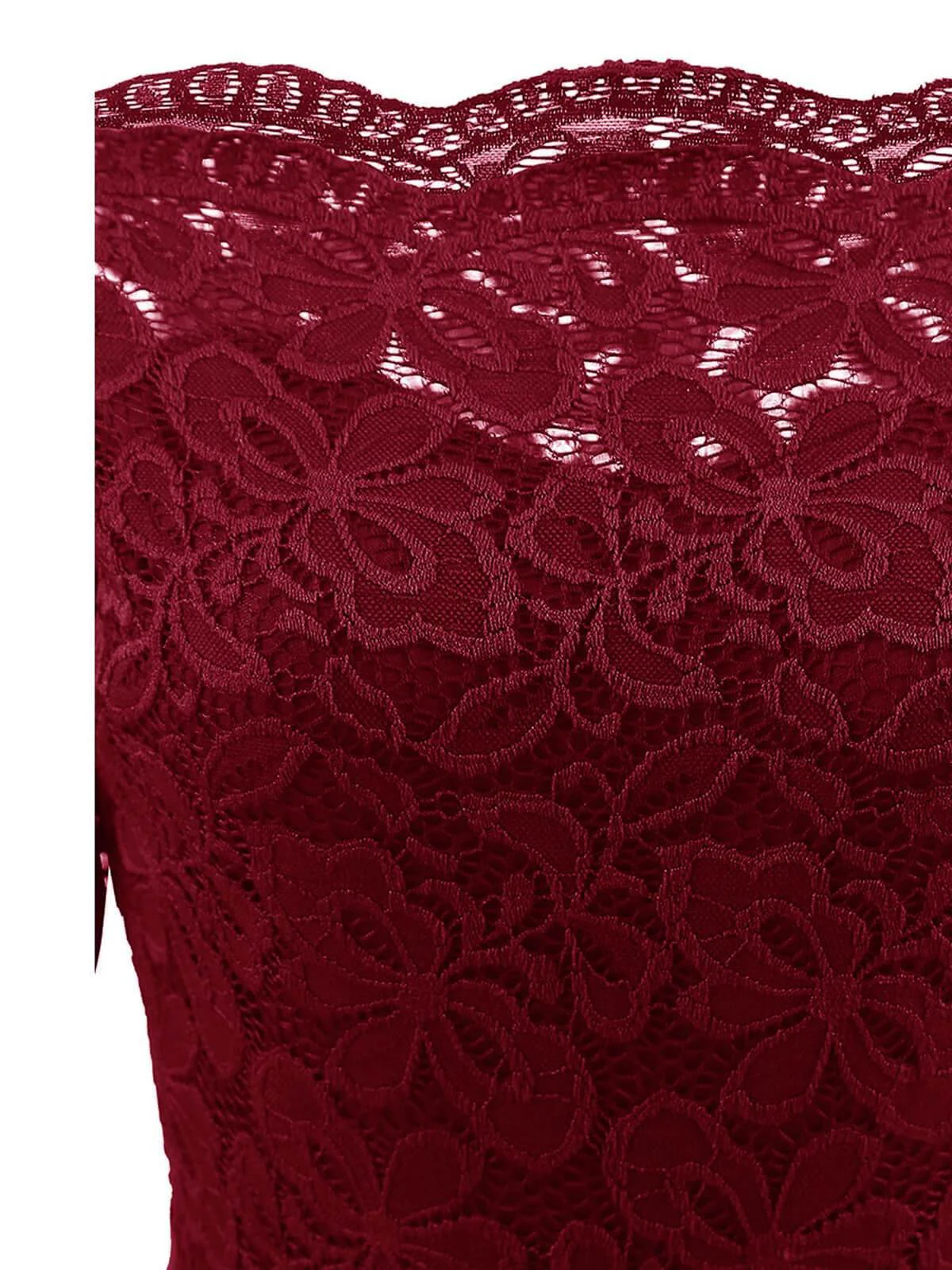 1950s Lace Off Shoulder Dress - Image 5
