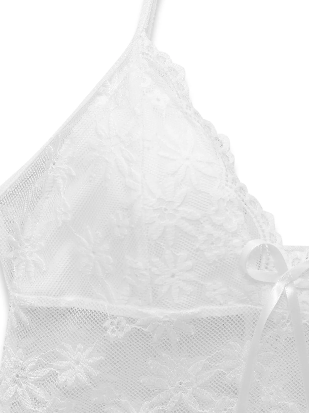 1950s Lace Spaghetti Strap Satin Ruffle Nightgown - Image 5