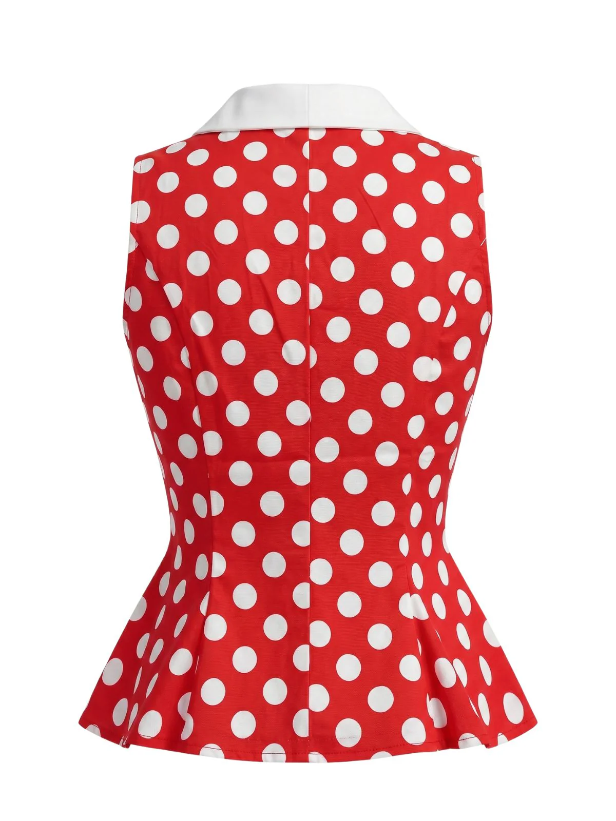 1950s Lapel Polka Dot Sleeveless Blouse - Image 2
