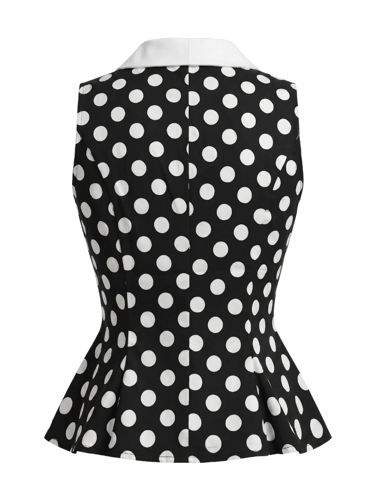 1950s Lapel Polka Dot Sleeveless Blouse - Image 4