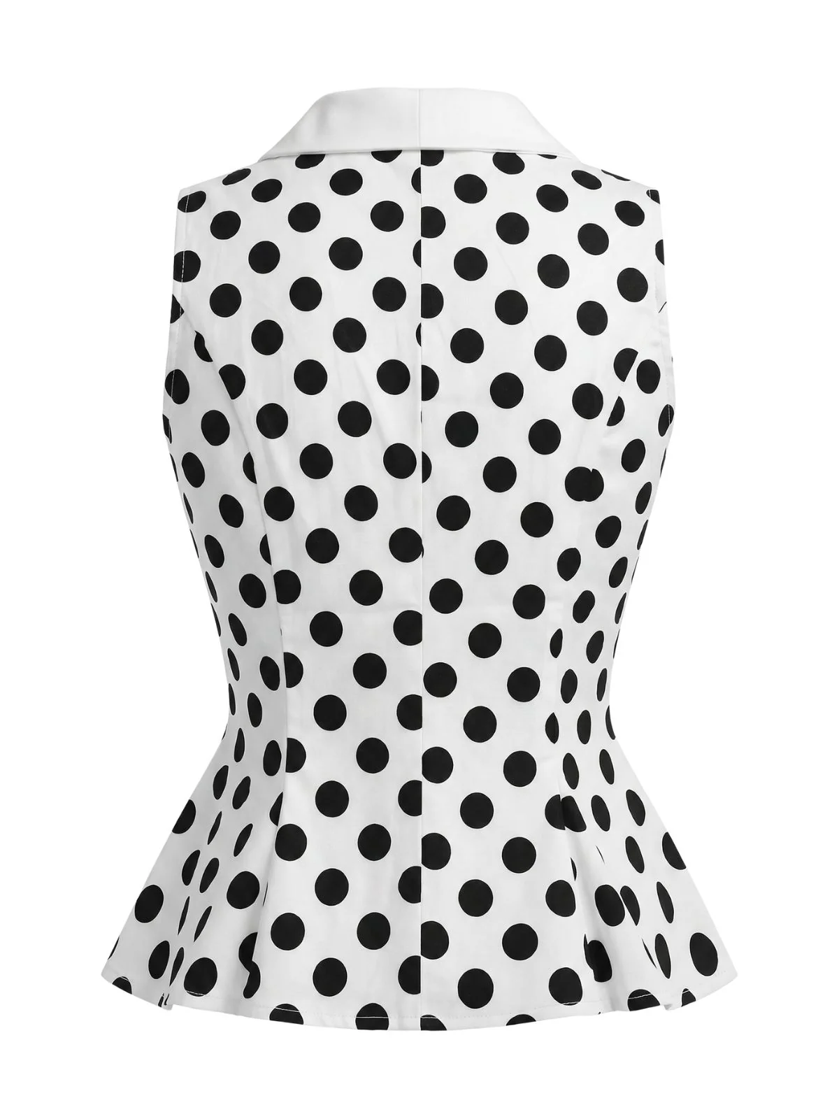 1950s Lapel Polka Dot Sleeveless Blouse - Image 6