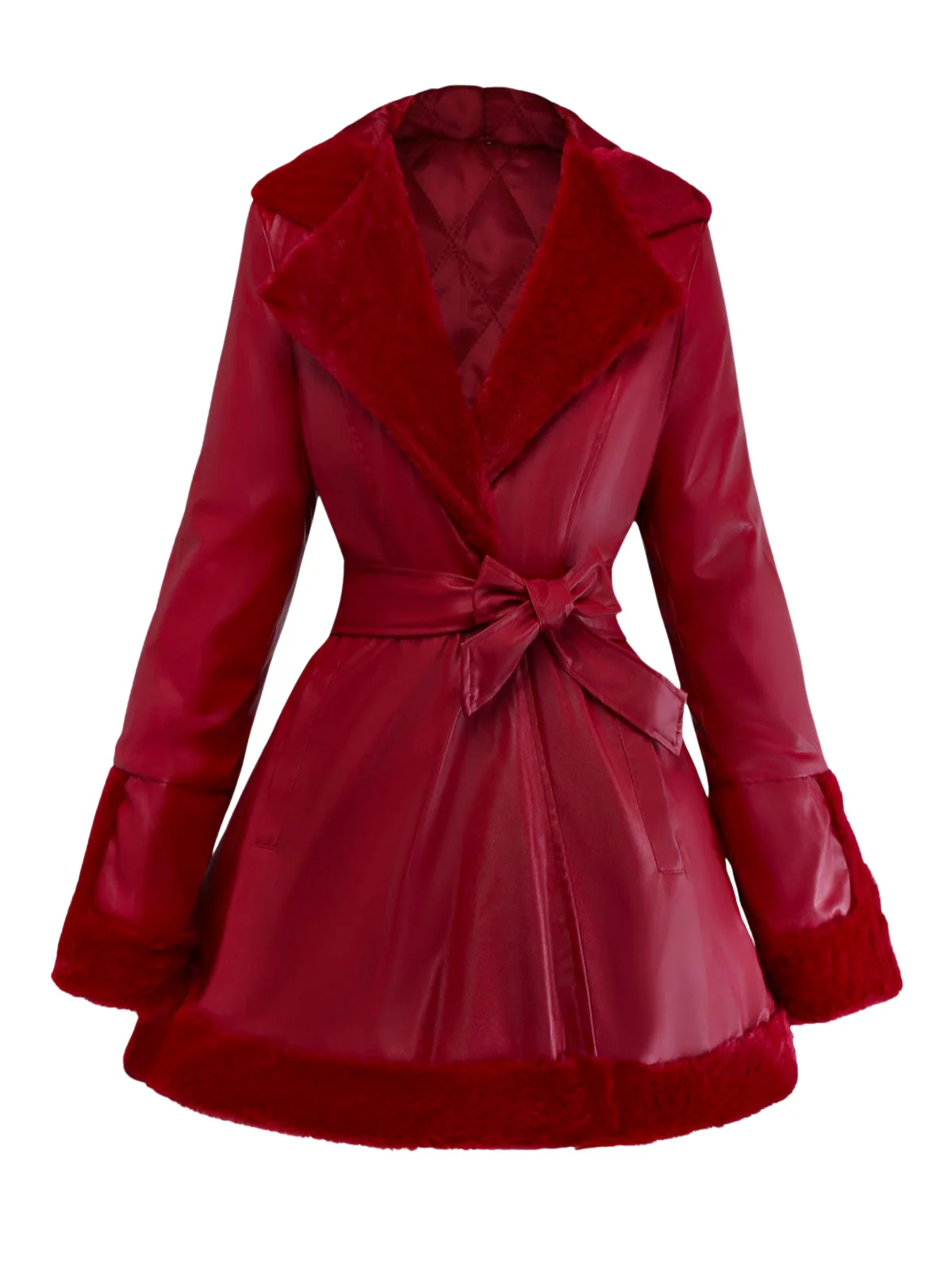 1950s Leather Fur Collar Hooded Coat