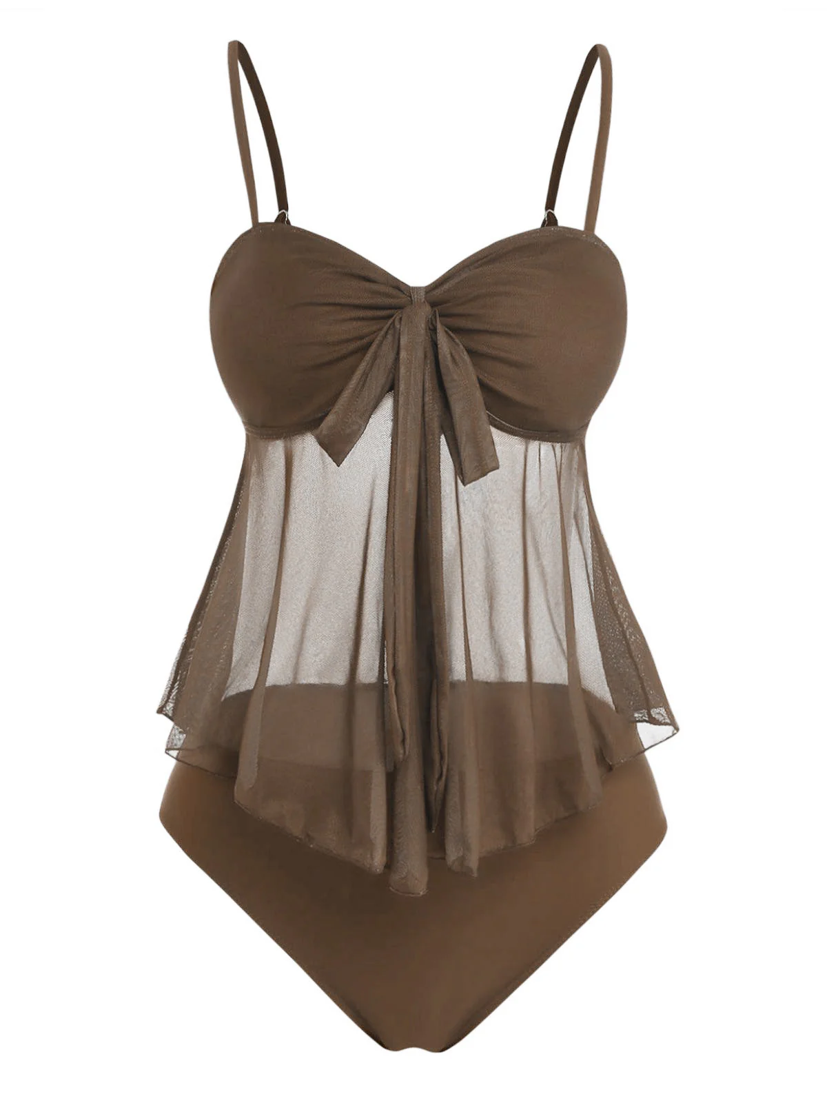 1950s Mesh High Waist Bow Tie Tankini Set - Image 14